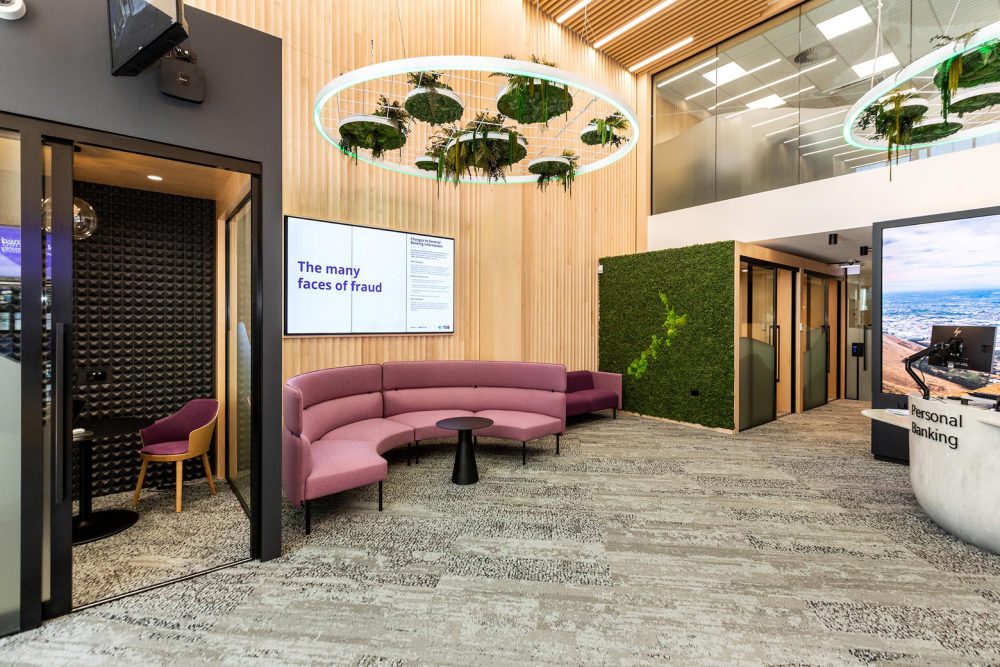 TSB Bank — award-winning commercial fit-out, Christchurch, by Angus Interiors