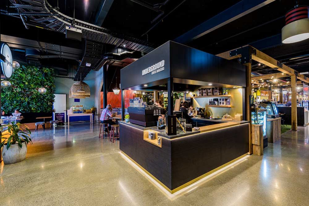 Riverside Market — The Collective and Underground Coffee, Christchurch, by Angus Interiors