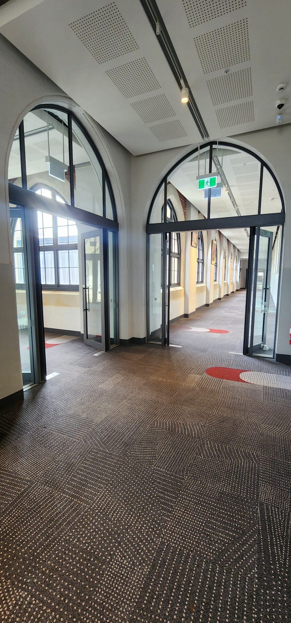 Detail of the bespoke aluminium partition system installed at Christchurch Boys High School
